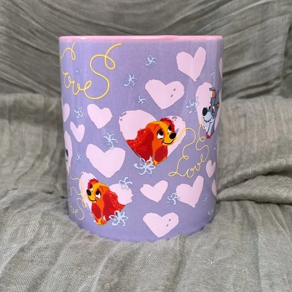 Disney Lady & the Tramp Heart Handle Mug NWT - Picture 2 of 5